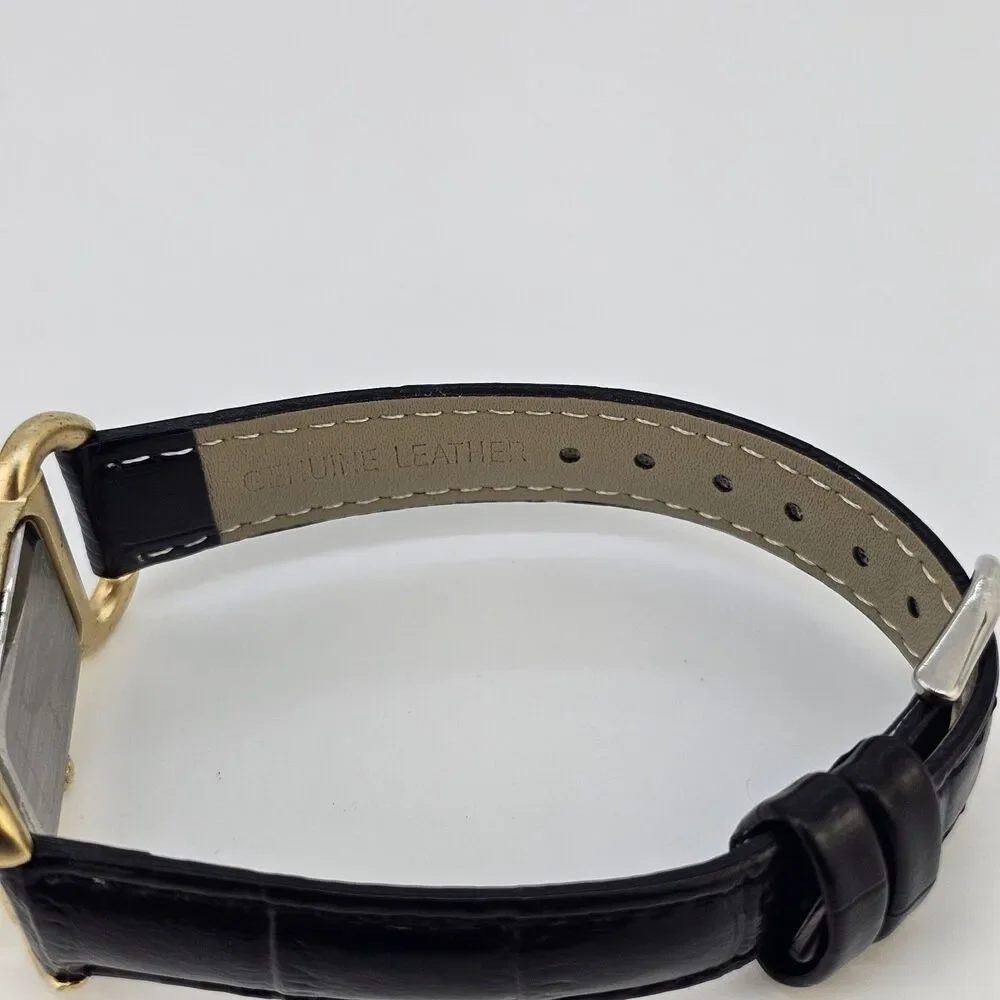Nine West Women's Watch‎ 20MM White Dial New Black Leather Bands New Battery